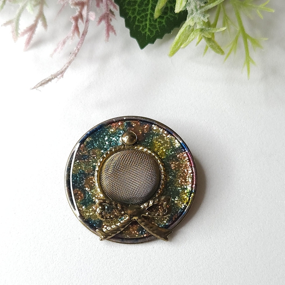 Vintage Mesh Hat Glitter Brooch